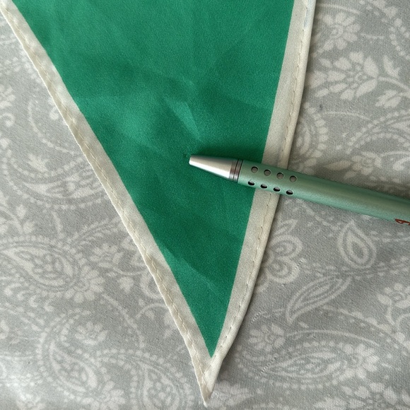 Vintage Vara Head Scarf Japan Setting Rising Sun Geometric Green blue white - Picture 8 of 10